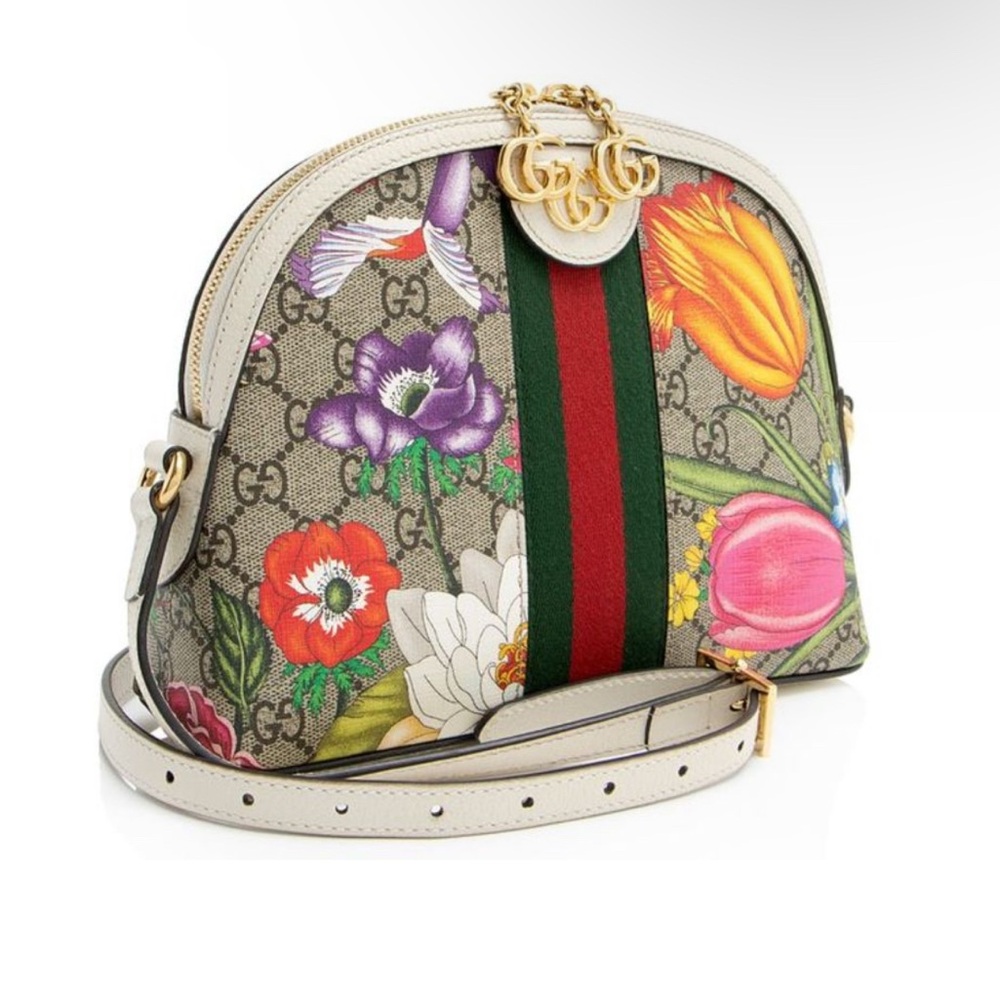 Gucci GG Supreme Floral Ophidia Dome Small Beige Crossbody/ shoulder Bag